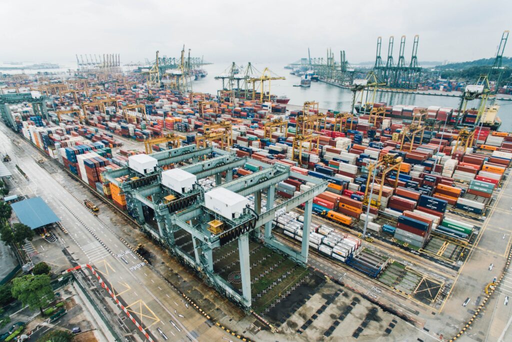 Shipping containers on dock